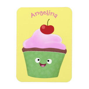 Cute happy cupcake cartoon-illustratie magneet