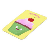 Cute happy cupcake cartoon-illustratie magneet (Linkerzijde)
