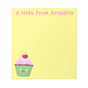 Cute happy cupcake cartoon-illustratie notitieblok