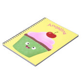 Cute happy cupcake cartoon-illustratie notitieboek (Linkerzijde)