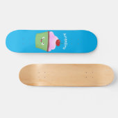 Cute happy cupcake cartoon-illustratie persoonlijk skateboard (Horizontaal)