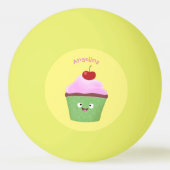 Cute happy cupcake cartoon-illustratie pingpongbal (Achterkant)