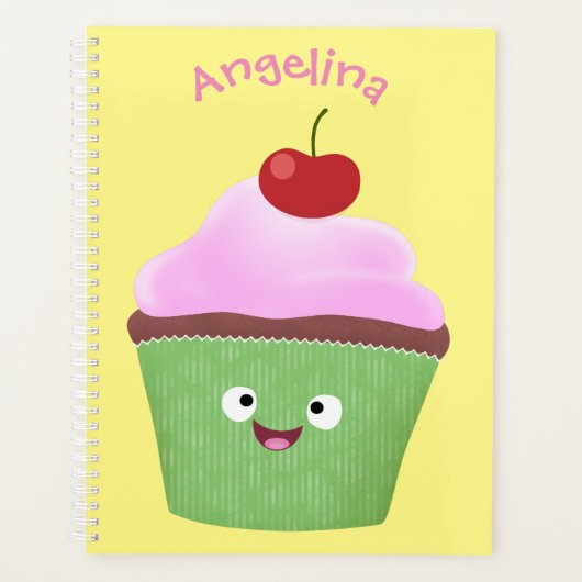 Cute happy cupcake cartoon-illustratie planner (Voorkant)