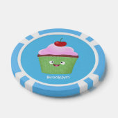 Cute happy cupcake cartoon-illustratie poker chips (Enkel)