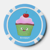 Cute happy cupcake cartoon-illustratie poker chips (Achterkant)