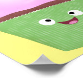 Cute happy cupcake cartoon-illustratie poster (Hoek)