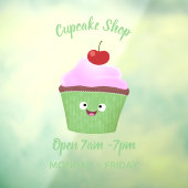 Cute happy cupcake cartoon-illustratie raamsticker (Vel 3)