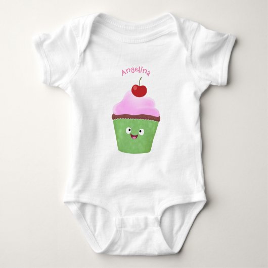 Cute happy cupcake cartoon-illustratie romper (Voorkant)