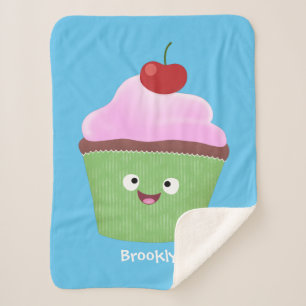 Cute happy cupcake cartoon-illustratie sherpa deken