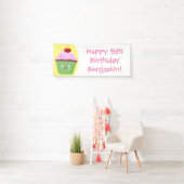 Cute happy cupcake cartoon-illustratie spandoek (Insitu)