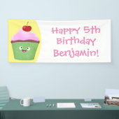 Cute happy cupcake cartoon-illustratie spandoek (Beurs)
