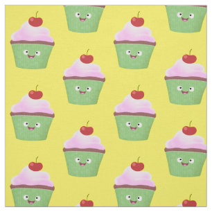Cute happy cupcake cartoon-illustratie stof