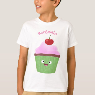 Cute happy cupcake cartoon-illustratie t-shirt