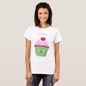 Cute happy cupcake cartoon-illustratie t-shirt (Voorkant volledig)