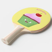 Cute happy cupcake cartoon-illustratie tafeltennisbatje (Voorkant Gekanteld)