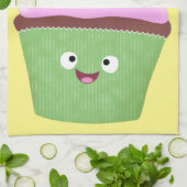 Cute happy cupcake cartoon-illustratie theedoek (Gevouwen)