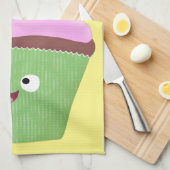 Cute happy cupcake cartoon-illustratie theedoek (Quarter Fold)
