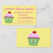 Cute happy cupcake cartoon-illustratie visitekaartje (Voorkant / Achterkant)