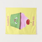 Cute happy cupcake cartoon-illustratie wandkleed (Voorkant (horizontaal))