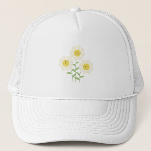 Cute Happy Daisy Flowers Trucker Pet (Voorkant)