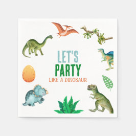 Cute Happy Dinosaur Birthday Party Paper Napkins Servet