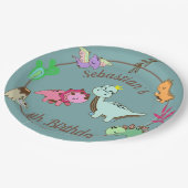 Cute Happy Dinosaurs Birthday Party Papieren Bordje (Gekanteld)