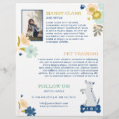 Cute Happy Dog Floral botanische marinehuisjes Flyer (Achterkant)