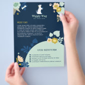 Cute Happy Dog Floral botanische marinehuisjes Flyer (Hand)