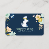 Cute Happy Dog Floral botanische marinehuisjes Visitekaartje (Voorkant)