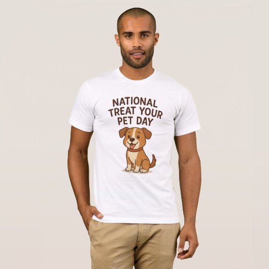 Cute Happy Dog Tee | National Treat Your Pet Day  T-shirt (Voorkant volledig)