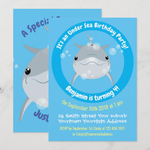 Cute happy dolphin bubbles cartoon illustratie kaart