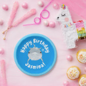 Cute happy dolphin bubbles cartoon illustratie papieren bordje (Feest)