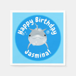 Cute happy dolphin bubbles cartoon illustratie servet