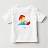 Cute Happy Duck in Rain met voornaam Kinder Shirts (Voorkant)