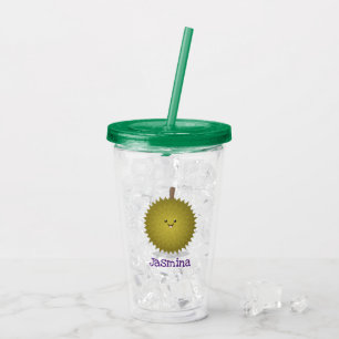 Cute happy durian cartoon illustratie acryl drinkbeker
