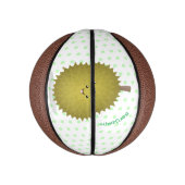Cute happy durian cartoon illustratie basketbal (Verticaal)