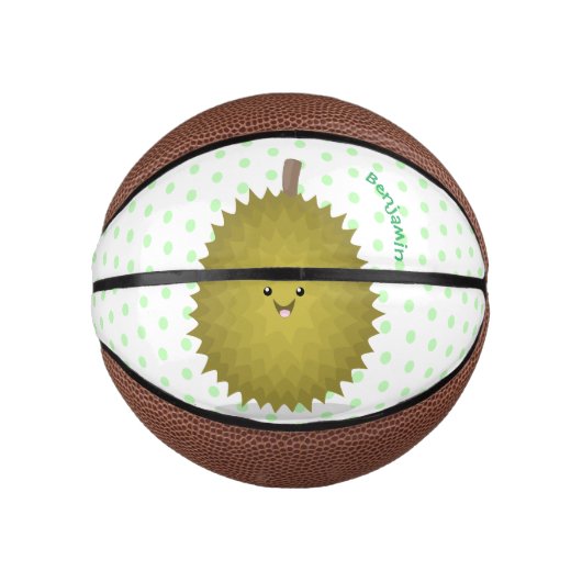 Cute happy durian cartoon illustratie basketbal (Voorkant)