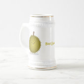 Cute happy durian cartoon illustratie bierpul (Voorkant links)