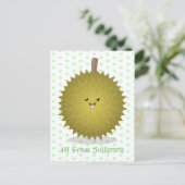 Cute happy durian cartoon illustratie briefkaart (Staand voorkant)