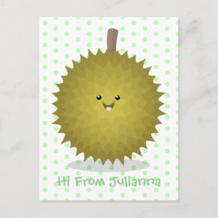 Cute happy durian cartoon illustratie briefkaart