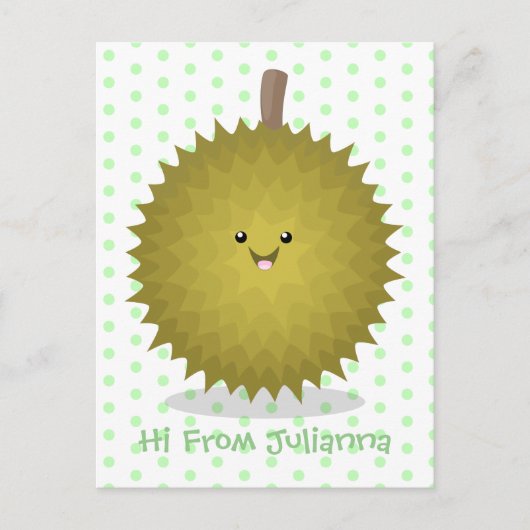 Cute happy durian cartoon illustratie briefkaart (Voorkant)