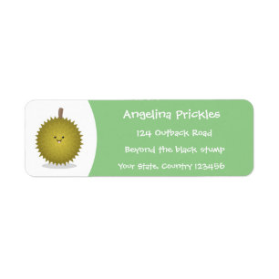 Cute happy durian cartoon illustratie etiket