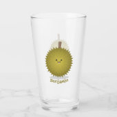 Cute happy durian cartoon illustratie glas (Achterkant)