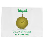 Cute happy durian cartoon illustratie groot cadeauzakje (Achterkant)