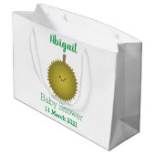 Cute happy durian cartoon illustratie groot cadeauzakje (Achterkant Gekanteld)