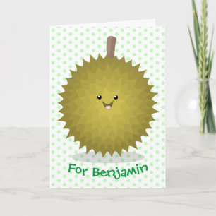 Cute happy durian cartoon illustratie kaart