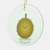 Cute happy durian cartoon illustratie keramisch ornament (Links)