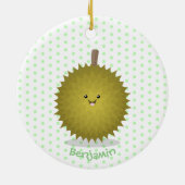 Cute happy durian cartoon illustratie keramisch ornament (Achterkant)
