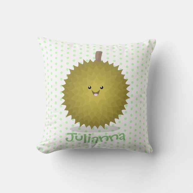 Cute happy durian cartoon illustratie kussen (Voorkant)