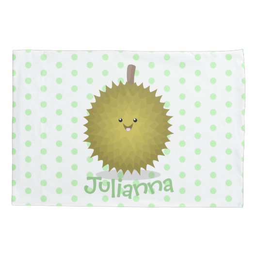 Cute happy durian cartoon illustratie kussensloop (Achterkant)